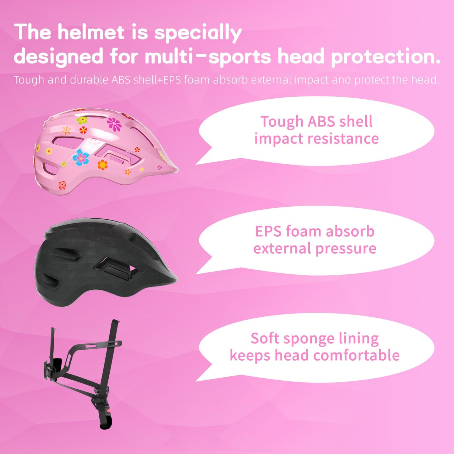 FAYDUDU Toddler Helmet Children's Bicycle Helmet Baby Multi-Sport Adjustable Helmet Sports Helmet Cycling Bicycle Scooter Skateboard Helmet Lightweight for Children Boys Girls from 2-8 Years Old