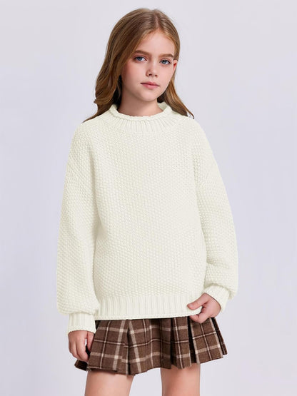 Wenrine Mädchen Pullover Winter Rollkragen Strickpullover Langarm Gestrickt Casual 5-14 Jahre
