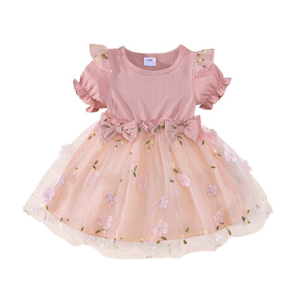 Toddler Baby Girl Clothing Set Long Sleeve Ruffle Daisy Printed Tulle Tutu Skirt One Piece Romper Dress Autumn Outfit