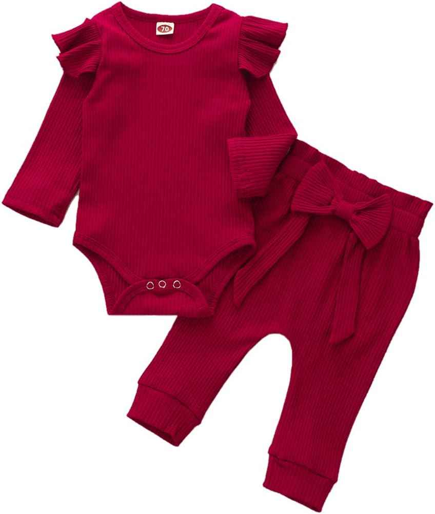Geagodelia T-45461 Baby Girl Clothing Set, Soft Newborn Outfit with Long-Sleeved Bodysuit Romper, Trousers and Headband / Hat