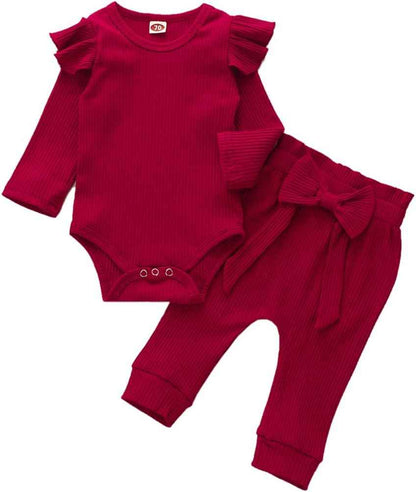 Geagodelia T-45461 Baby Girl Clothing Set, Soft Newborn Outfit with Long-Sleeved Bodysuit Romper, Trousers and Headband / Hat