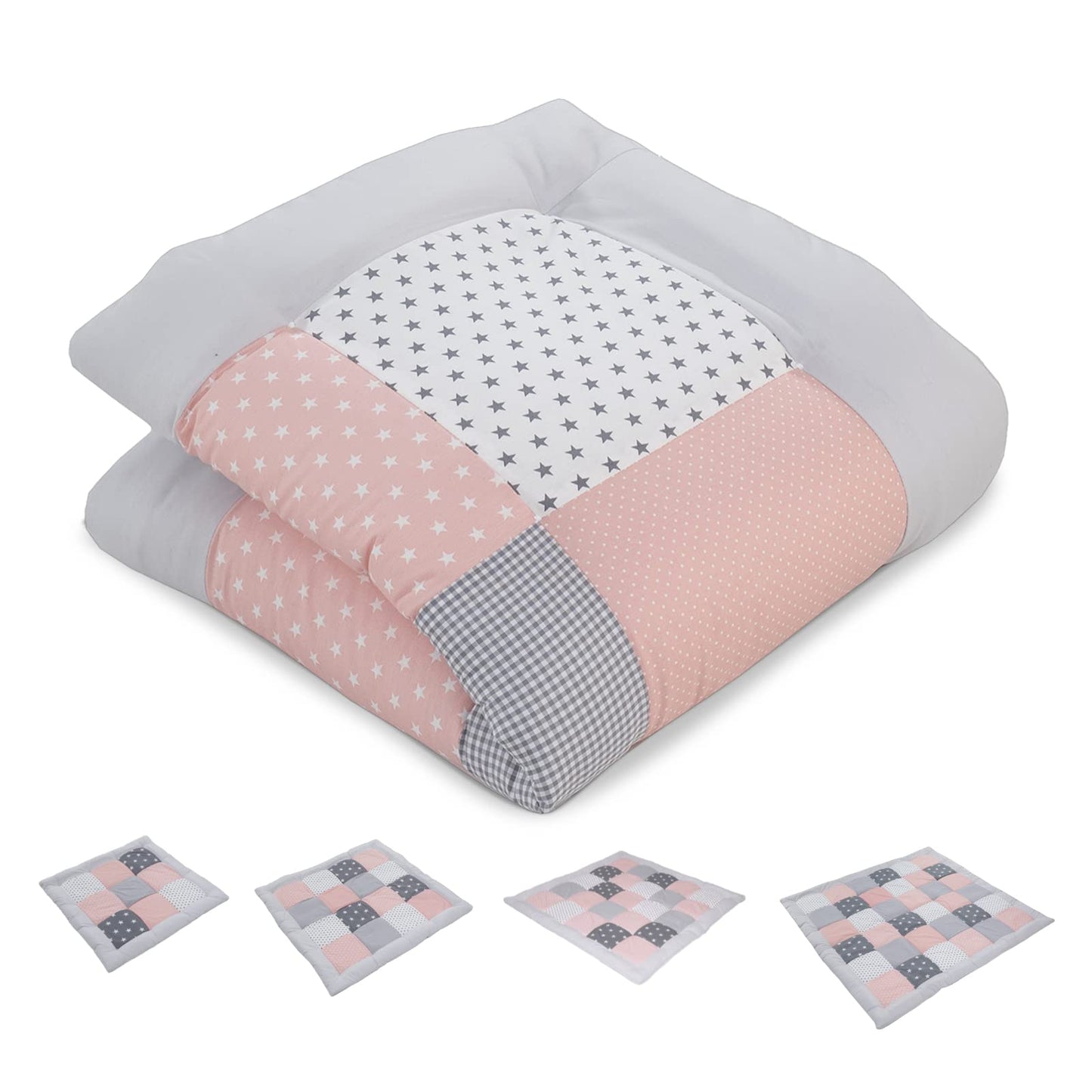 ULLENBOOM Krabbeldecke für Baby 80x80 cm, Outdoor-geeignet, 100% OEKO-TEX Materialien, Made in EU, Weich gepolstert, Eukalyptus - ideal als Spieldecke Baby - Meloni2