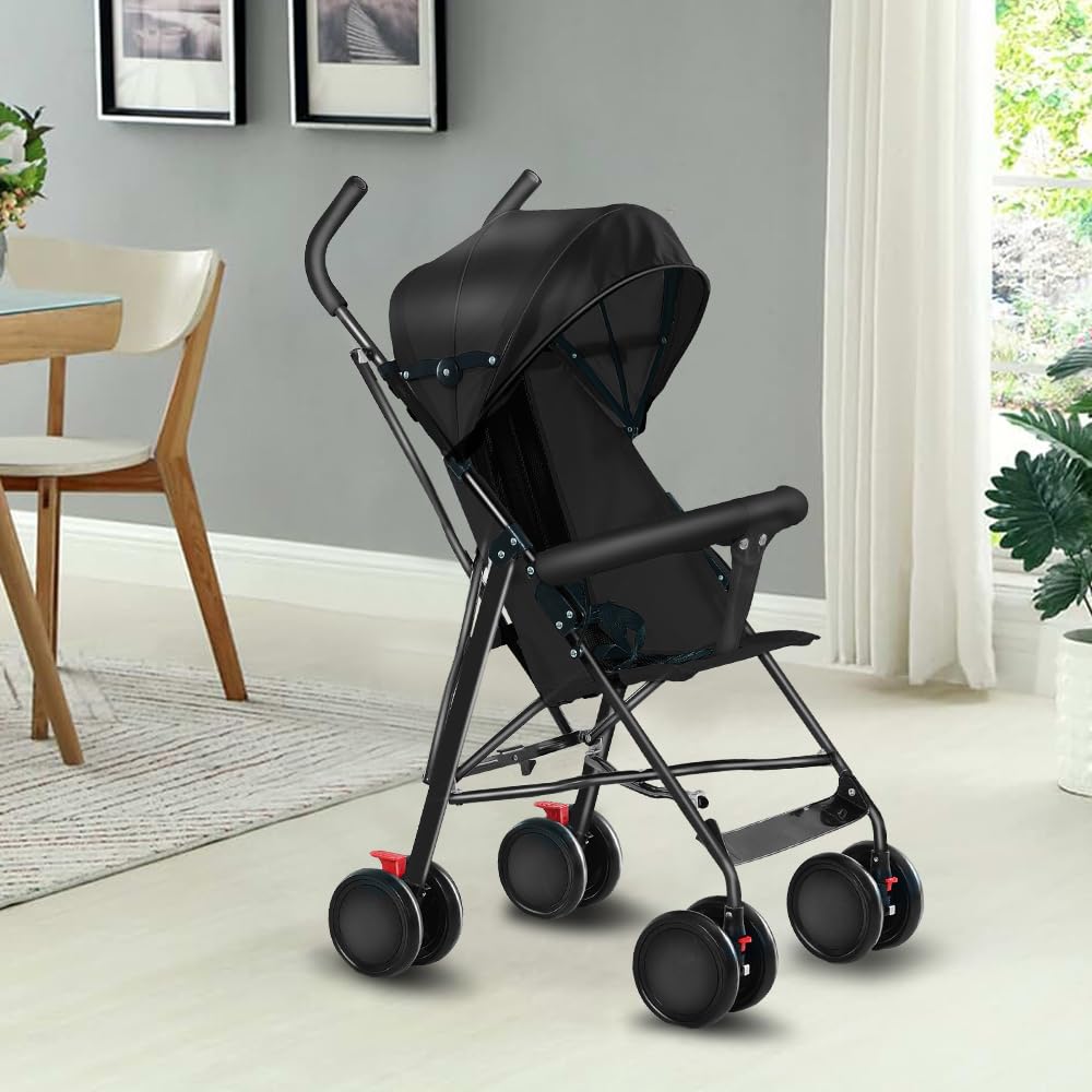 Kinderbuggy, Klein Zusammenklappbar Kinderwagen,Rücken und Fußstützenverstellung,Hinterradbremse,5-Punkt-Gurt,Einfaches Ein-Hand-Falten,Baby Reisebuggy