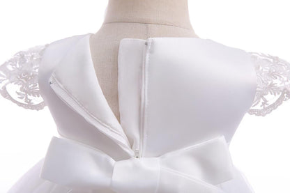 Baby Mädchen Weiße Taufe Kleid mit Kapuze Neugeborene Taufe Kleid Spitze Kleid für Hochzeit Geburtstag
