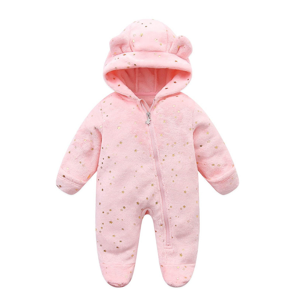 Baby Overall Winter Fleece Schneeanzug Baby Warm Romper mit Kapuze Herbst Winter für Jungen Mädchen 0-12 Monate