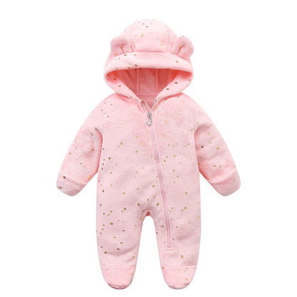 Baby Overall Winter Fleece Schneeanzug Baby Warm Romper mit Kapuze Herbst Winter für Jungen Mädchen 0-12 Monate