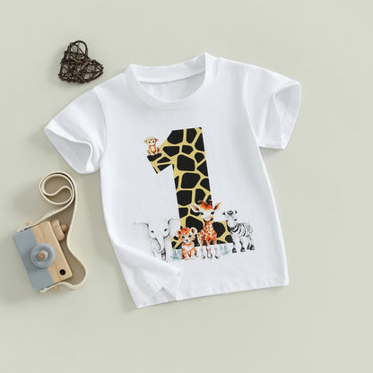 Baby Junge 1. Jahr Geburtstags T-Shirt Wild One Kurzarm Oberteil Baby Mein Erster Geburtstags Outfit Sommer Kleidung