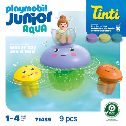 PLAYMOBIL Junior Aqua Tinti Sustainable Toy for Children from 1 Year Old Colourful Squid with Rings for Colour Sorting 71438