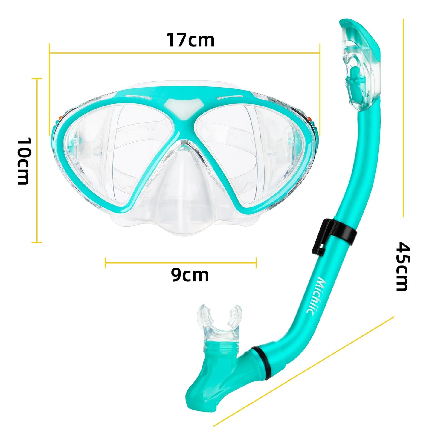 Schnorchelset für Kinder,Taucherbrille und Trocken Schnorchel,Taucherbrille Kinder mit Leichtes Atmen Dry Schnorchel, Panorama-Weitblick Tauchmaske Schnorchelmaske Tauchen Set