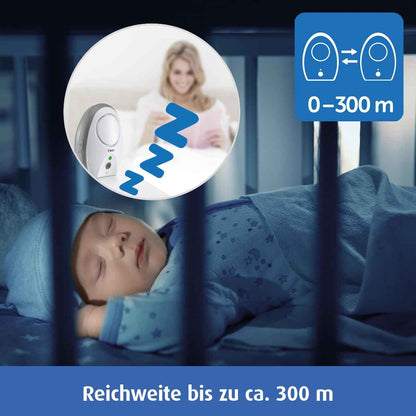 reer Rigi Babyphone, Babyfon mit Gegensprechen, 300 m Reichweite, Weiß | FHSS-Übertragung, Nachtlicht, VOX- und ECO-Modus sowie optische und akustische Warnung bei einem Verbindungsabbruch