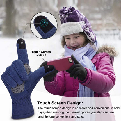 Arcweg Children's Gloves, Fleece, Warm Running Gloves, Winter Gloves, Non-Slip Cycling Gloves, Touchscreen Gloves for Boys and Girls, Finger Gloves for Sports, Outdoor, Camping, Hiking, Running
