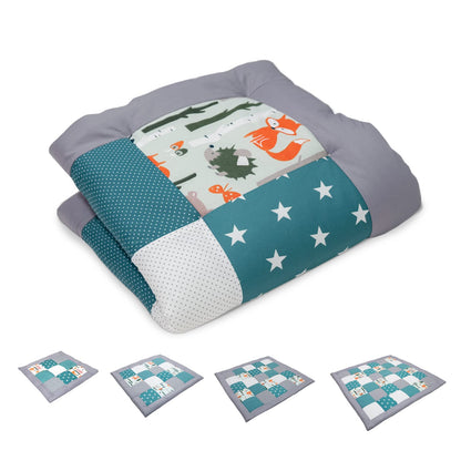 ULLENBOOM Krabbeldecke für Baby 80x80 cm, Outdoor-geeignet, 100% OEKO-TEX Materialien, Made in EU, Weich gepolstert, Eukalyptus - ideal als Spieldecke Baby - Meloni2