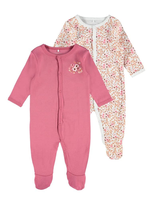 NAME IT Baby Mädchen Schlafanzug 2er-Pack mit Füßen