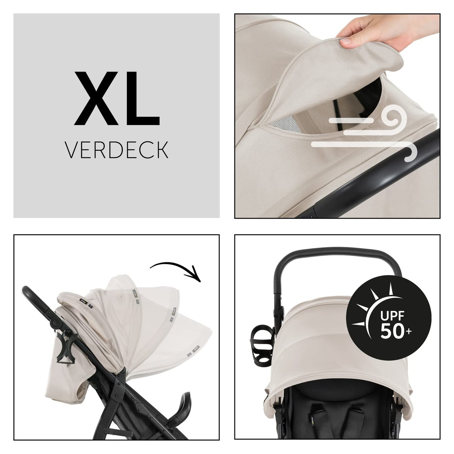 hauck Rapid 4D, Rosa - Kinderbuggy mit Liegefunktion ab Geburt bis 22 kg - UV Schutz 50+ - Klein Zusammenklappbar - Höhenverstellbarer Schieber mit Getränkehalter - Pannensichere Gummi Räder - Meloni2