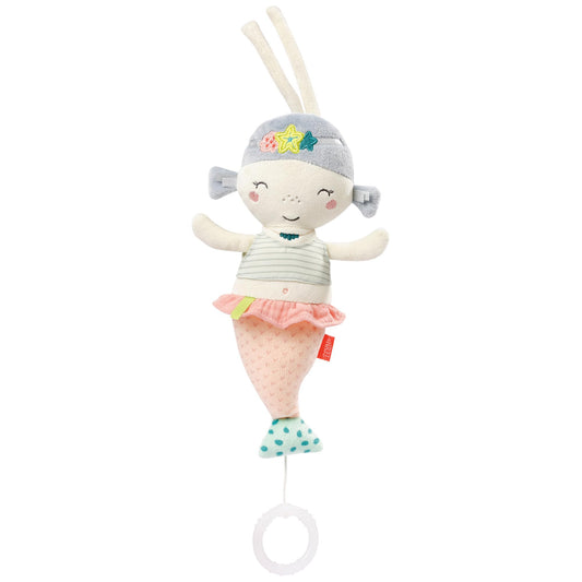 Fehn Music Box Baby Sleep Aid Sheep - Cuddly toy with gentle sleep aid melody "Good evening, good night" - Baby toy for on the go and at home - Musical toy for babies and toddlers 