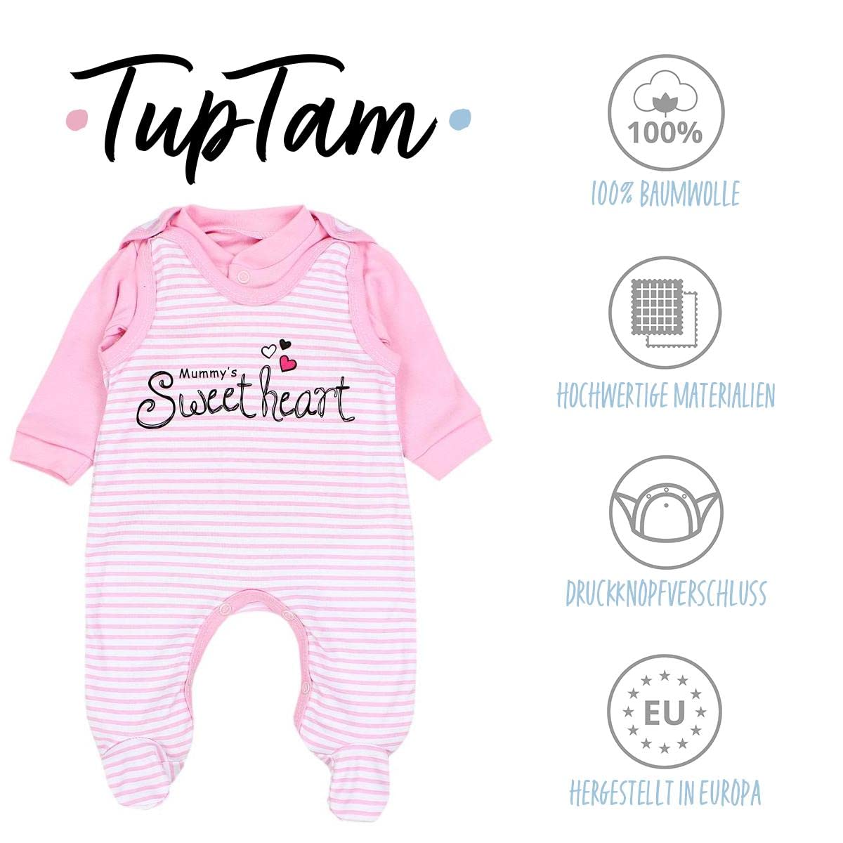 TupTam Baby Unisex Strampler Set mit bedrucktem Spruch, 2er-Pack