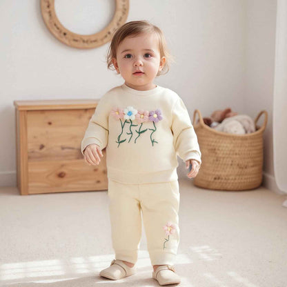 Beauace 2pcs Baby Girl Clothes 3D Floral Print Outfit Long Sleeve Shirt + Trousers Newborn Baby Clothing Clinder Autumn Baby Set