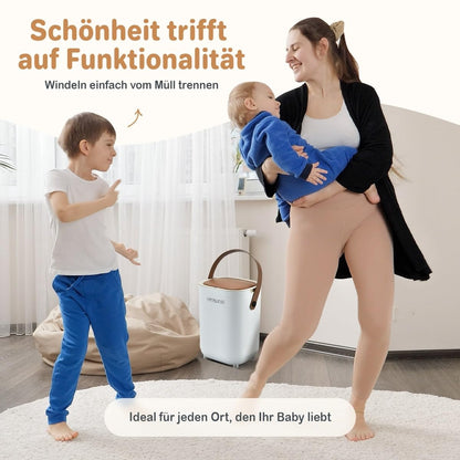 Twinky Geruchsdichter Windeleimer für Babys – Windeleimer ohne Kassette – Platzsparender Windelbehälter mit Deckel – Einfach zu benutzen & reinigen – Für normale Müllbeutel (Gris)