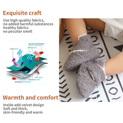 Newborn Warm Winter Booties, Organic Cotton Lining and Non-Slip Stripes, Booties, Sock Shoes for Winter with Soft Sole, Crawling Shoes, Size 0 - 18 Months, Baby Boys and Girls, Prewalker and Toddler Shoes
