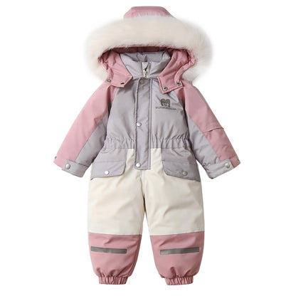 linboo Snowsuit Baby Romper Children Boys Jumpsuit Ski Suit Jumpsuit with Hood Girls One Piece Down Jacket Lined Winter Snow Overall