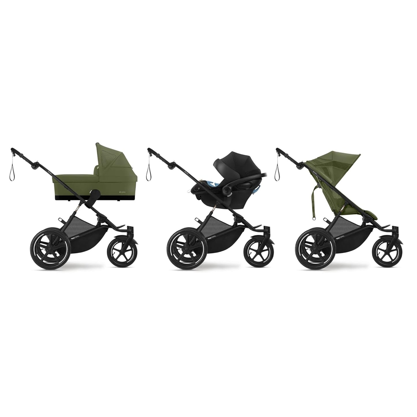 CYBEX Gold AVI SPIN Kinderwagen, Ab Geburt bis ca. 4 Jahre, Max. 111 cm und 22 kg, City-, All-Terrain-Kinderwagen, Moss Green