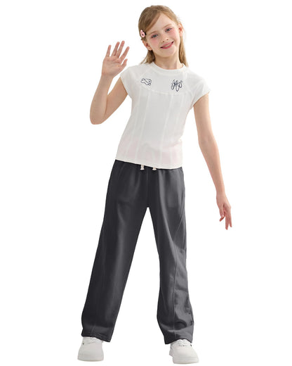 Rolanko Mädchen-Jogginghose mit Elastischem Bund, Lockere Passform, Sport-Jogginghose für Kinder, Lässiger Komfort