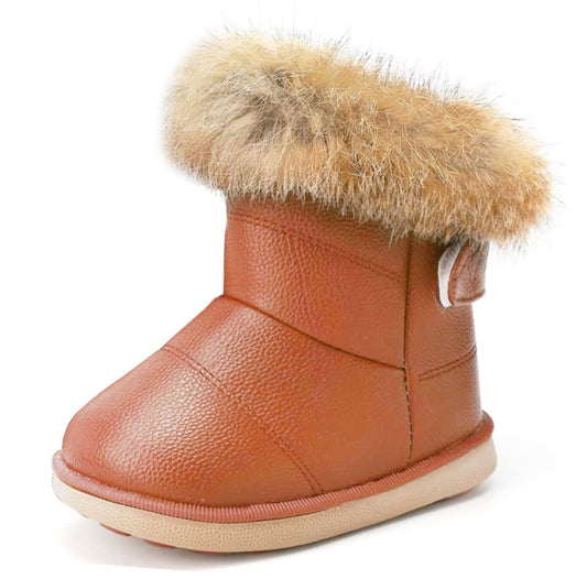 KVbabby Winter Shoes, Girls’ Warm Lined Winter Boots, Children's Ankle Boots, Waterproof Snow Boots, Soft Soles, Slip-On Boots