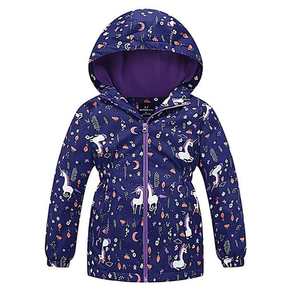linboo softshell jacket girls' transitional jacket with hood, fleece-lined windbreaker, breathable rain jacket, waterproof outdoor jacket for children 