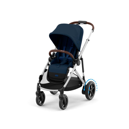 CYBEX Gold Kinderwagen e-GAZELLE S, Ab Geburt bis ca. 4 Jahre, Max. 22 kg (Single-Modus) / 2x 22 kg (Duo-Modus), All-in-1-System mit E-Antrieb und 20+ Konfigurationen, Stone Grey