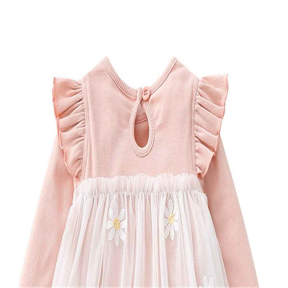 Toddler Baby Girl Clothing Set Long Sleeve Ruffle Daisy Printed Tulle Tutu Skirt One Piece Romper Dress Autumn Outfit