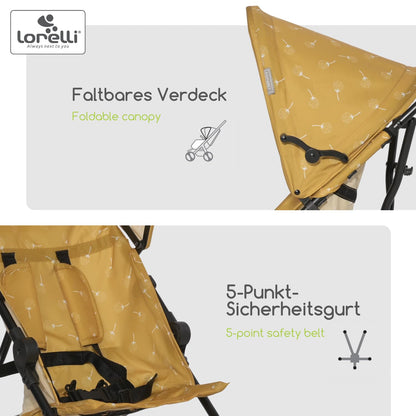 Lorelli Ultra Leichter Buggy Kinderwagen Vaya - nur 4,7kg - Kompakter Sportsitz bis 15kg, Sitzbuggy mit 5-Punkt-Gurt, faltbarem Verdeck und ergonomischen Griffen, klappbarer Reisekinderwagen, rosa - Meloni2