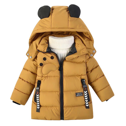 linboo Winterjacke Kinder Jungen Warm Steppjacke Dicke Mantel Baby Wintermäntel mit Kapuze Ohren Winter Kinderjacke Kapuzenjacke 2-7 Jahre