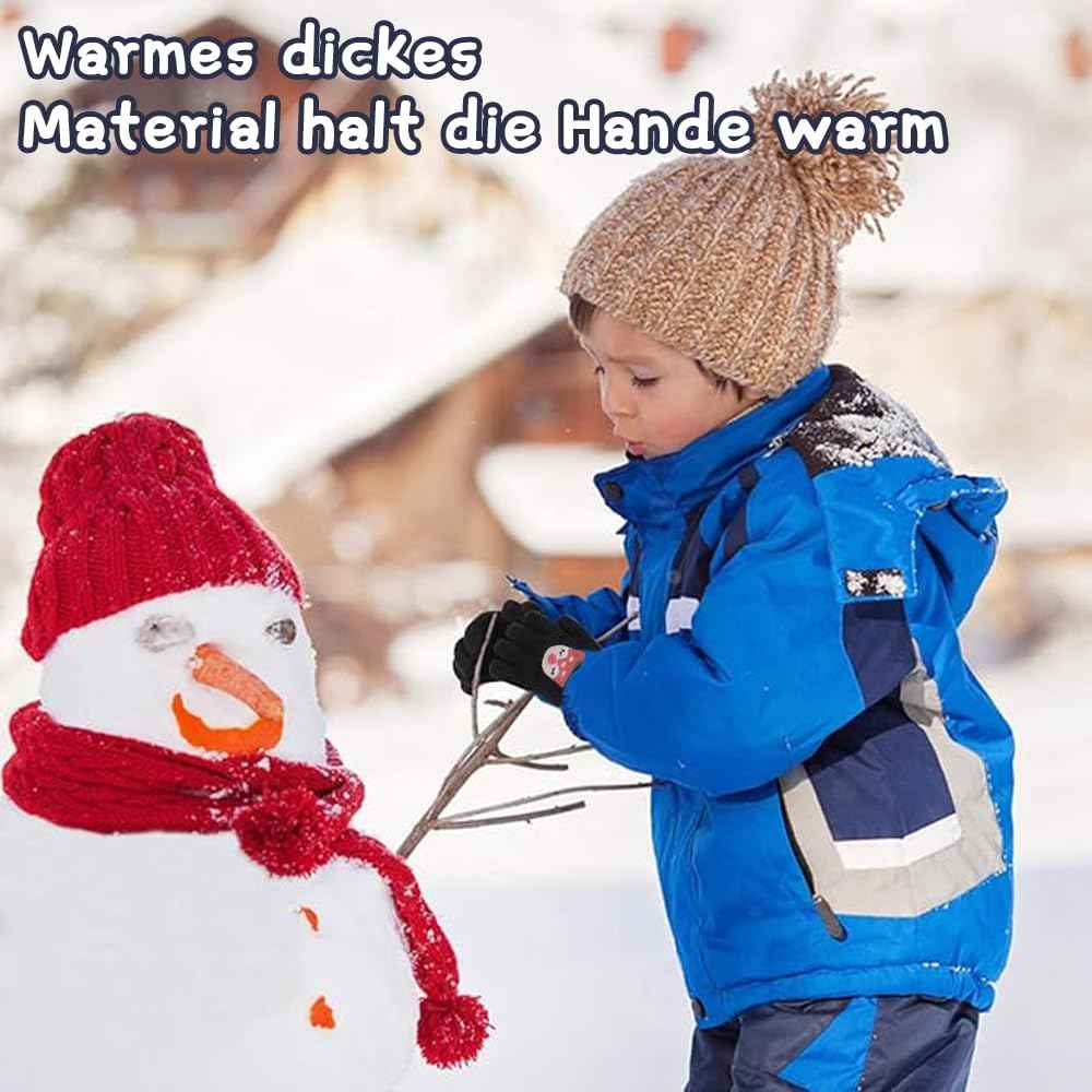 ZDQC 2 Paar Warme Strickhandschuhe Kinder,Süße Handschuhe Kinder,Handschuhe Kinder Stretch,Winter Warme Strickhandschuhe,Vollfinger Handschuhe,Fingerhandschuhe Kinder Winter