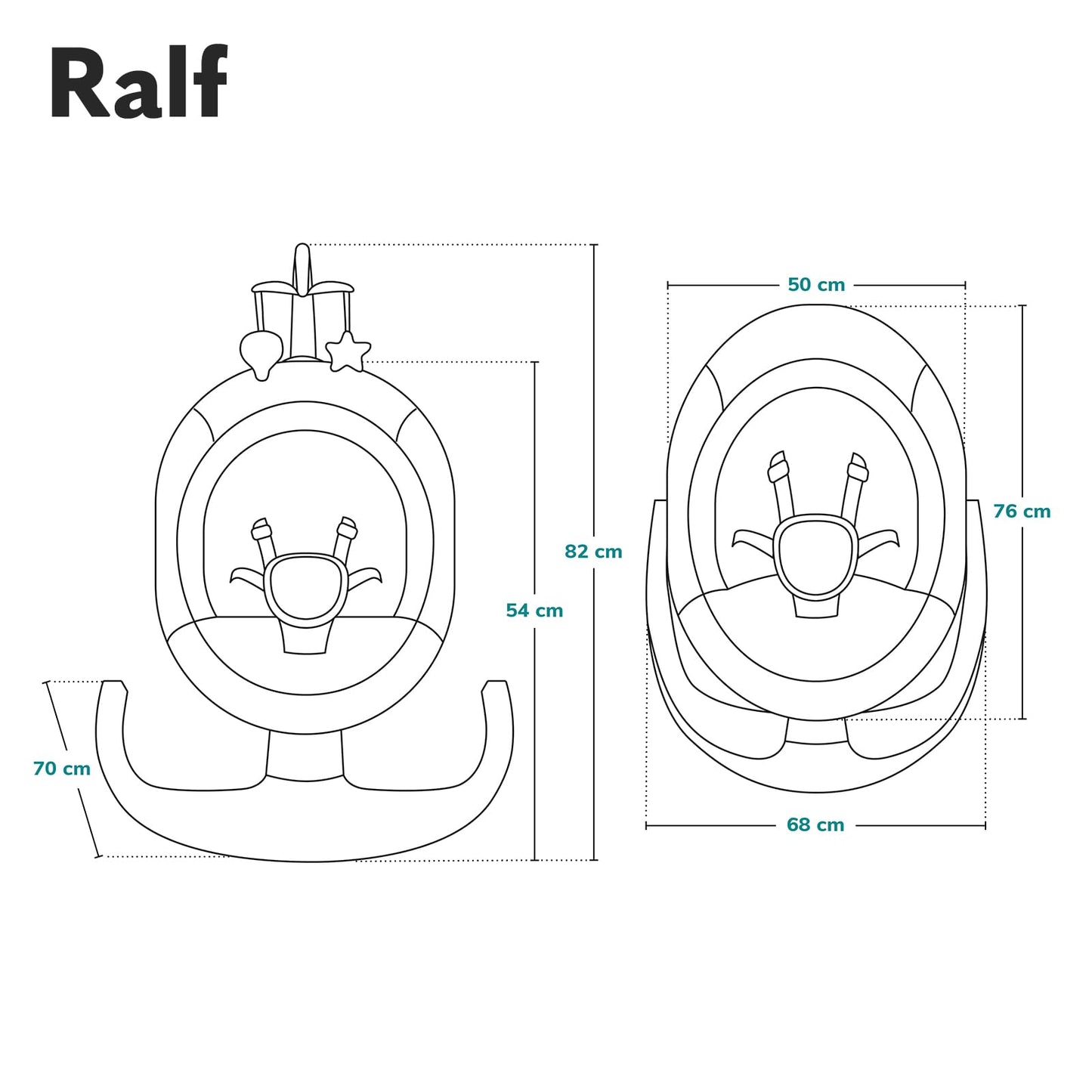 LIONELO Ralf 2-in-1 baby bouncer and recliner, remote control, 12 melodies, two rocking directions, 5 rocking speeds, locking, backrest adjustment, timer, quiet operation 