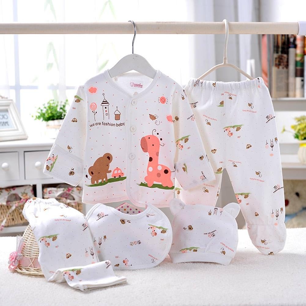 5 Stück Neugeborenen 0-3 M Jungen Mädchen Baby Baumwolle Kleidung Tops Hut Hosen Anzug Outfit Sets Eine Größe