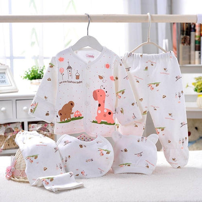 5 Stück Neugeborenen 0-3 M Jungen Mädchen Baby Baumwolle Kleidung Tops Hut Hosen Anzug Outfit Sets Eine Größe