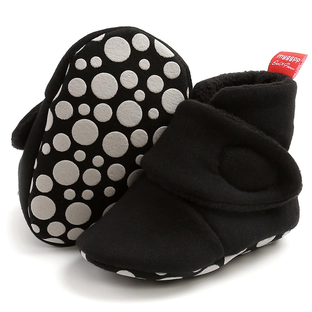 Newborn Warm Winter Booties, Organic Cotton Lining and Non-Slip Stripes, Booties, Sock Shoes for Winter with Soft Sole, Crawling Shoes, Size 0 - 18 Months, Baby Boys and Girls, Prewalker and Toddler Shoes