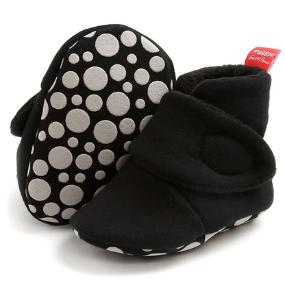 Newborn Warm Winter Booties, Organic Cotton Lining and Non-Slip Stripes, Booties, Sock Shoes for Winter with Soft Sole, Crawling Shoes, Size 0 - 18 Months, Baby Boys and Girls, Prewalker and Toddler Shoes