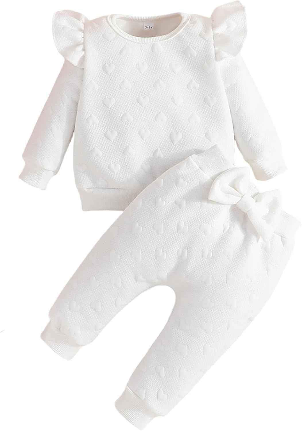 Toddler Baby Girl Outfits Long Sleeve Sweatshirt Top Trousers with Bow Tie Toddler Autumn Winter Clothing Set
