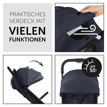 Hauck Travel N Care Dark Olive Stroller – Lightweight travel buggy for children from birth to 22 kg with reclining function, compact and UPF 50+