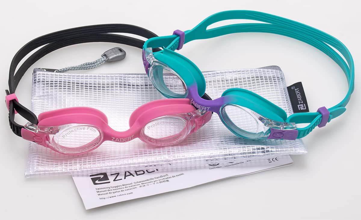 ZABERT K20 2er Pack Schwimmbrille für Kinder, Antibeschlag UV-Schutz, für Kinder Alter 3-10 Jahre