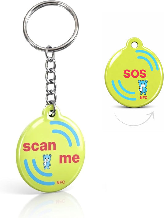 1x Notfallkontakt Anhänger für Kinder mit NFC – diskrete SOS Lösung ohne sichtbaren Namen & Daten – Telefonnummer selbst speicherbar & jederzeit änderbar – Alternative zum SOS Armband