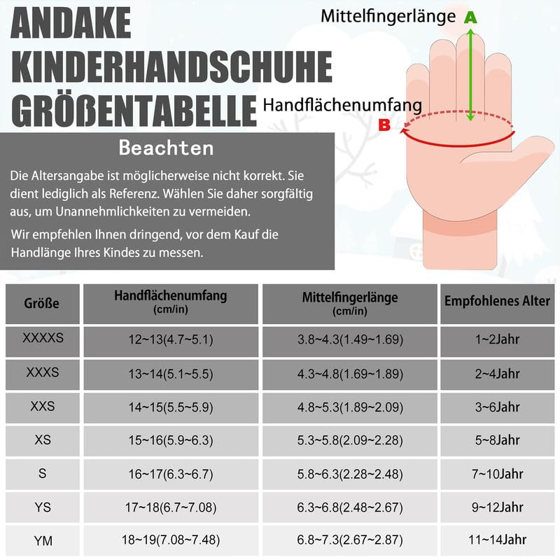 Andake Children's gloves, windproof, waterproof, warm winter gloves, skiing, outdoor sports, riding gloves, boys and girls