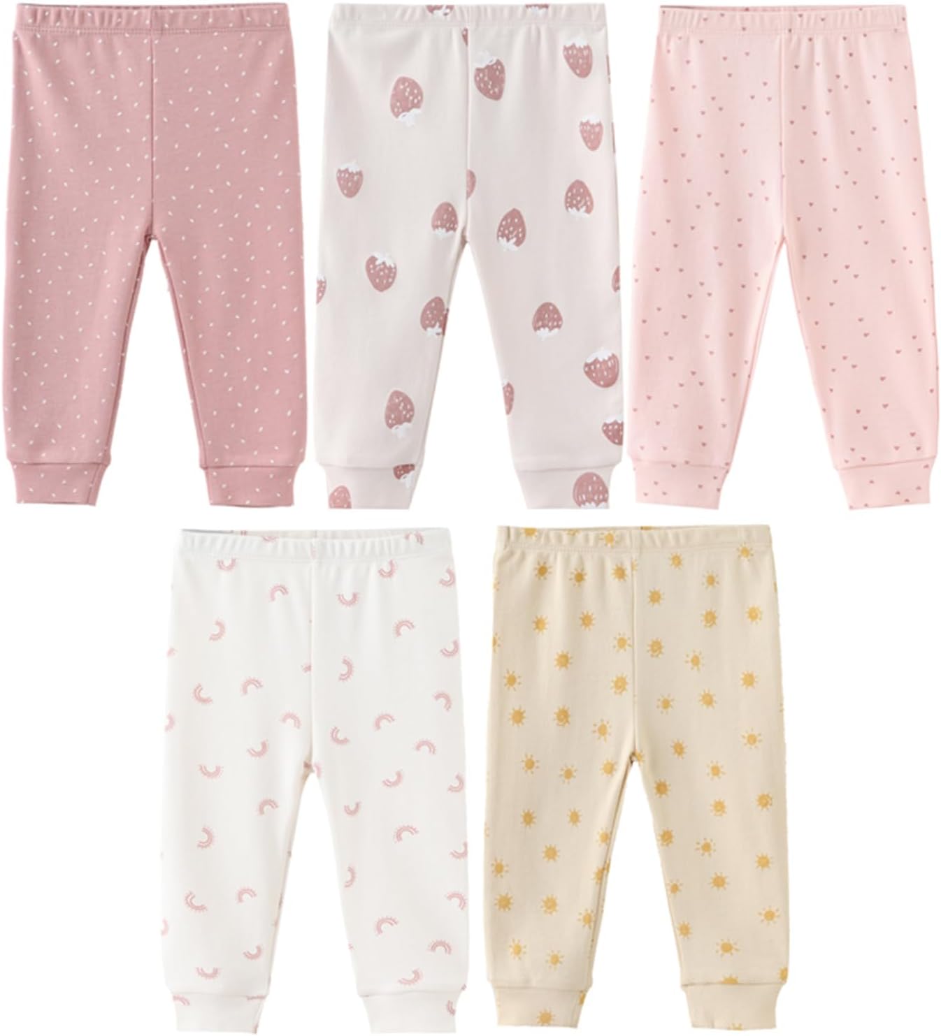 JELYLOVE Pack of 5 Unisex Baby Boy Girl Trousers Sets 100% Cotton Baby Accessories Newborn