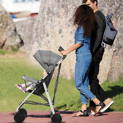 Kinderbuggy, Klein Zusammenklappbar Kinderwagen,Rücken und Fußstützenverstellung,Hinterradbremse,5-Punkt-Gurt,Einfaches Ein-Hand-Falten,Baby Reisebuggy