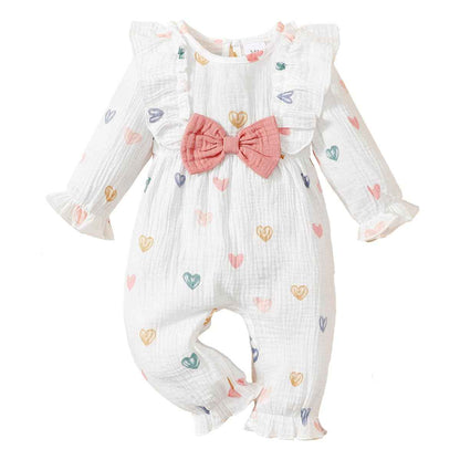 UUAISSO Newborn Baby Girl Clothing Long Sleeve Ruffle Jumpsuit Bowknot Romper Infant Girls Autumn Winter Outfits