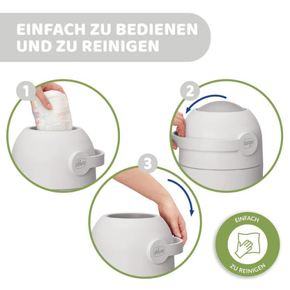 Chicco Windeleimer Odour Off, geruchsdichtes System, platzsparender Baby Windeleimer mit Deckel, einfach zu benutzen und zu reinigen, Ohne Nachfüllkassetten, funktioniert mit herkömmlichen Tüten