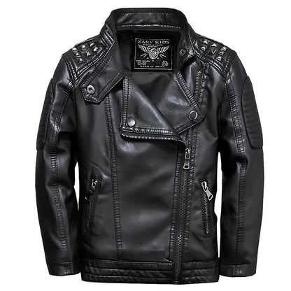 linboo Leather Jacket Boys Transition Jacket Spring Autumn Kids Bomber Jacket Motorcycle Biker Jacket Girls Faux Leather Jacket 