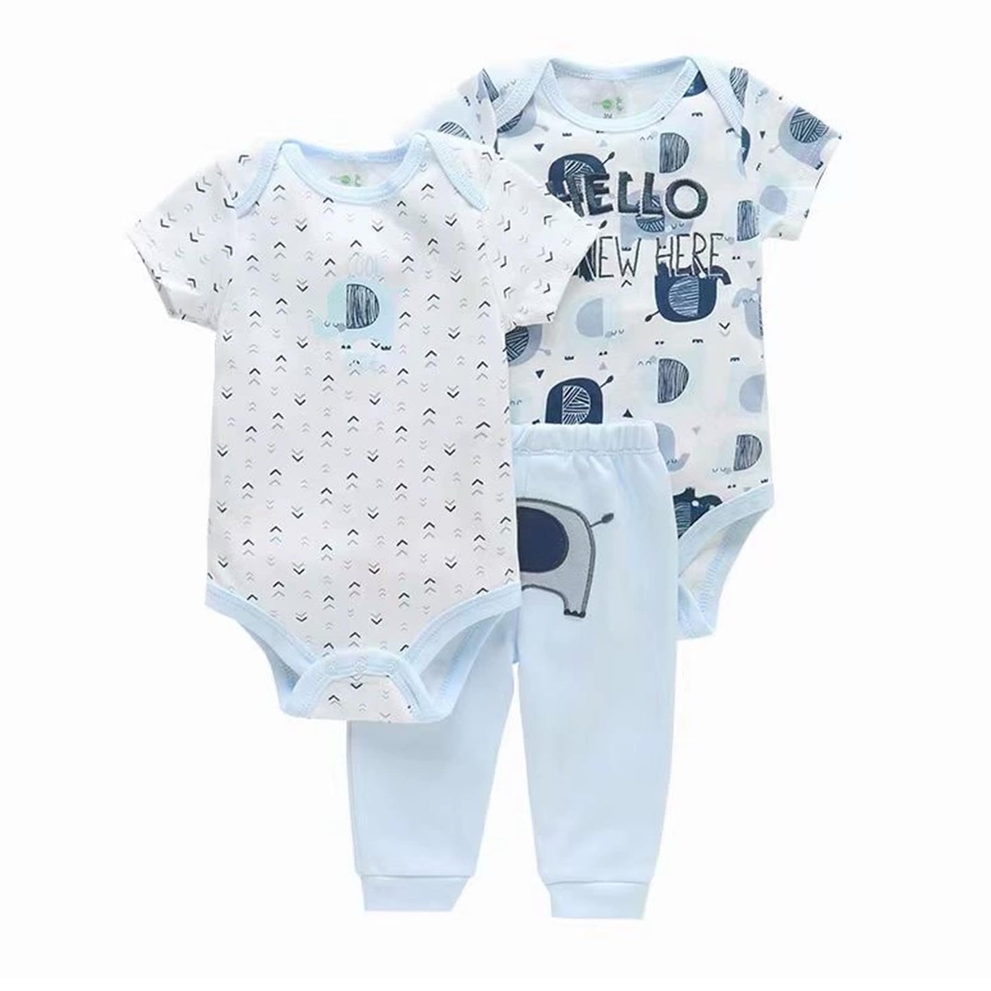 3tlg Babykleidung Set Baby Jungen Mädchen Kleidung Outfit Kurzarm Body Strampler + Hose Neugeborene Kleinkinder Weiche Babyset