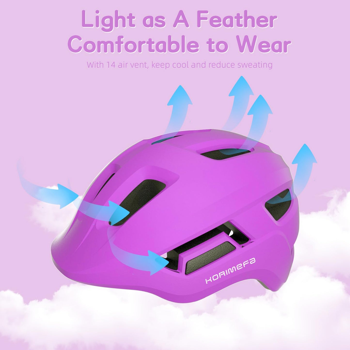 KORIMEFA Toddler Helmet Children's Bicycle Helmet Baby Multi-Sport Adjustable Helmet Sports Helmet Cycling Bicycle Scooter Skateboard Helmet Lightweight for Children Boys Girls from 2-8 Years Old